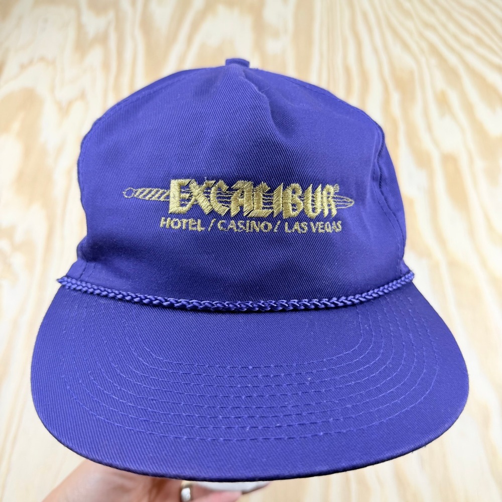Vintage Excalibur Hotel Casino‎ Las Vegas Snapback Hat Purple Gold Rope LAC Cap